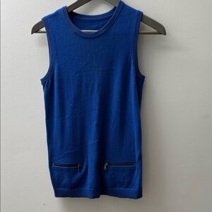 Vibrant Blue Sleeveless Top with Zipper Accents